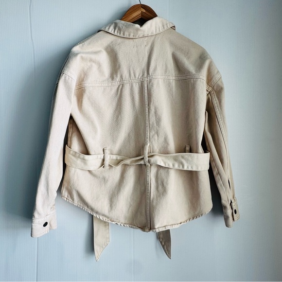Amuse Society Dorr Revolve Women's Cream jean Jacket tie waist size XS - Picture 7 of 10